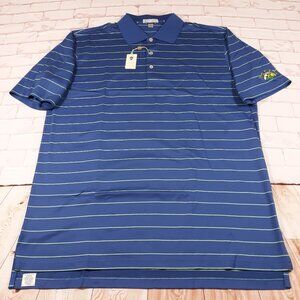 Peter Millar Golf Polo Shirt Mens Size XL Blue Striped Embroidered NEW